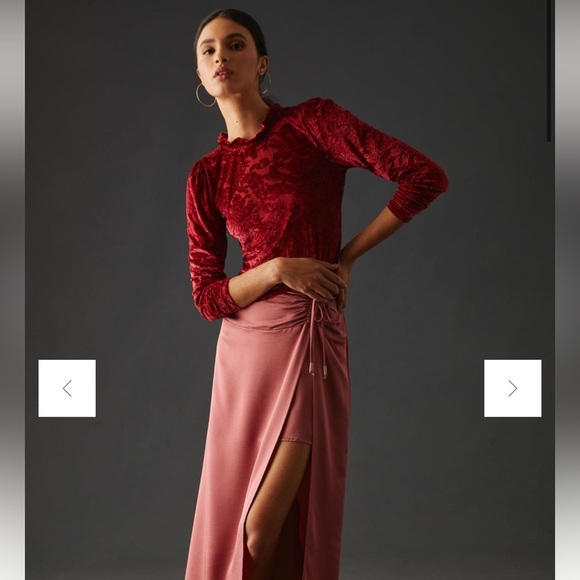 By Anthropologie Sheer Velvet Burnout Top size small - Picture 13 of 14